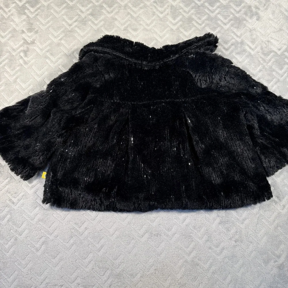 Peace of Cake Faux Fur Jacket Black Girls Size S 4–6X Soft‎ Plush Coat